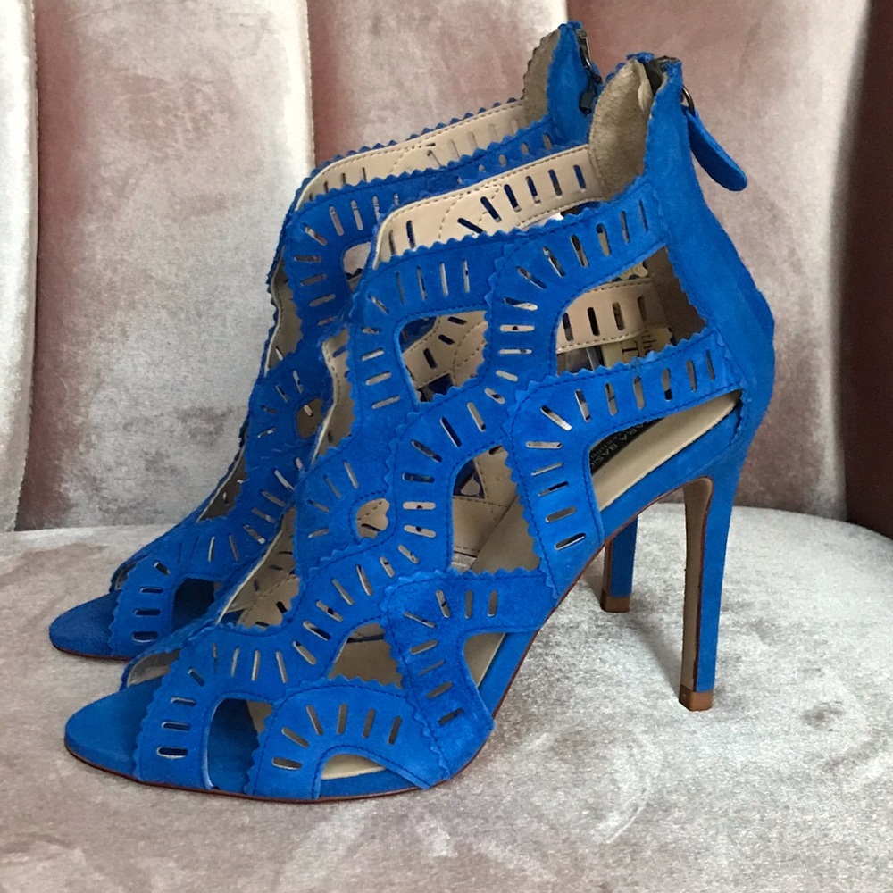 💙💙💙NEW SUEDE ZARA cobalt blue CAGE SANDALS, SUMMER BOOTIES, sz.39